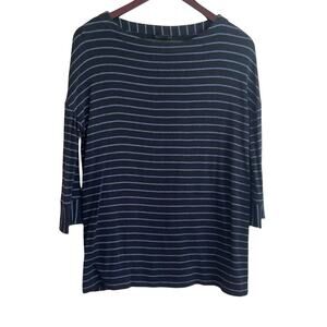J Jill Women Wearever Top XS‎ Purple Stripe Stretch Comfort Preppy
